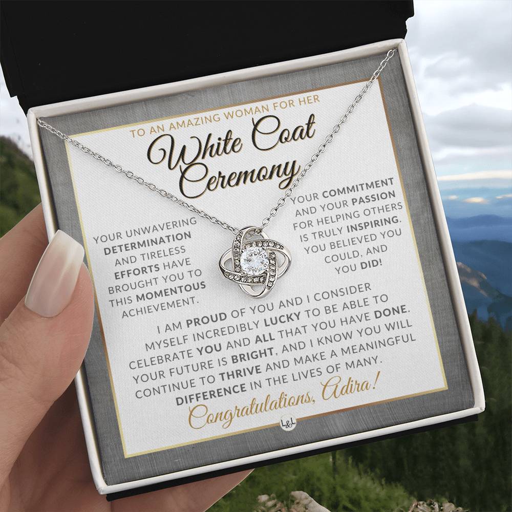 White Coat Ceremony Necklace for the Aspiring Medical Professional - Personalized Graduation Gift Idea For Her - Future Doctor - Liliana and Liam