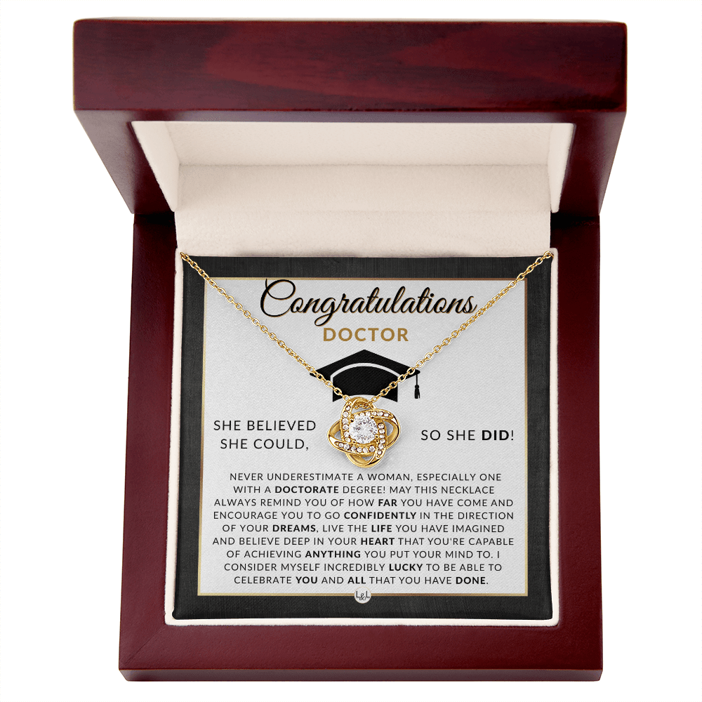 Congratulations Doctor & New Chapter Keepsake - Doctorate Graduate Necklace Gift - Liliana and Liam