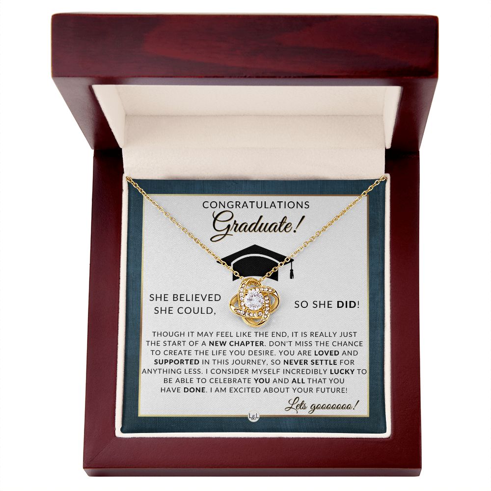 Graduation Party Gift For Her - Meaningful Milestone Necklace - Graduation Gift For Her - She Believed She Could, So She Did - Liliana and Liam