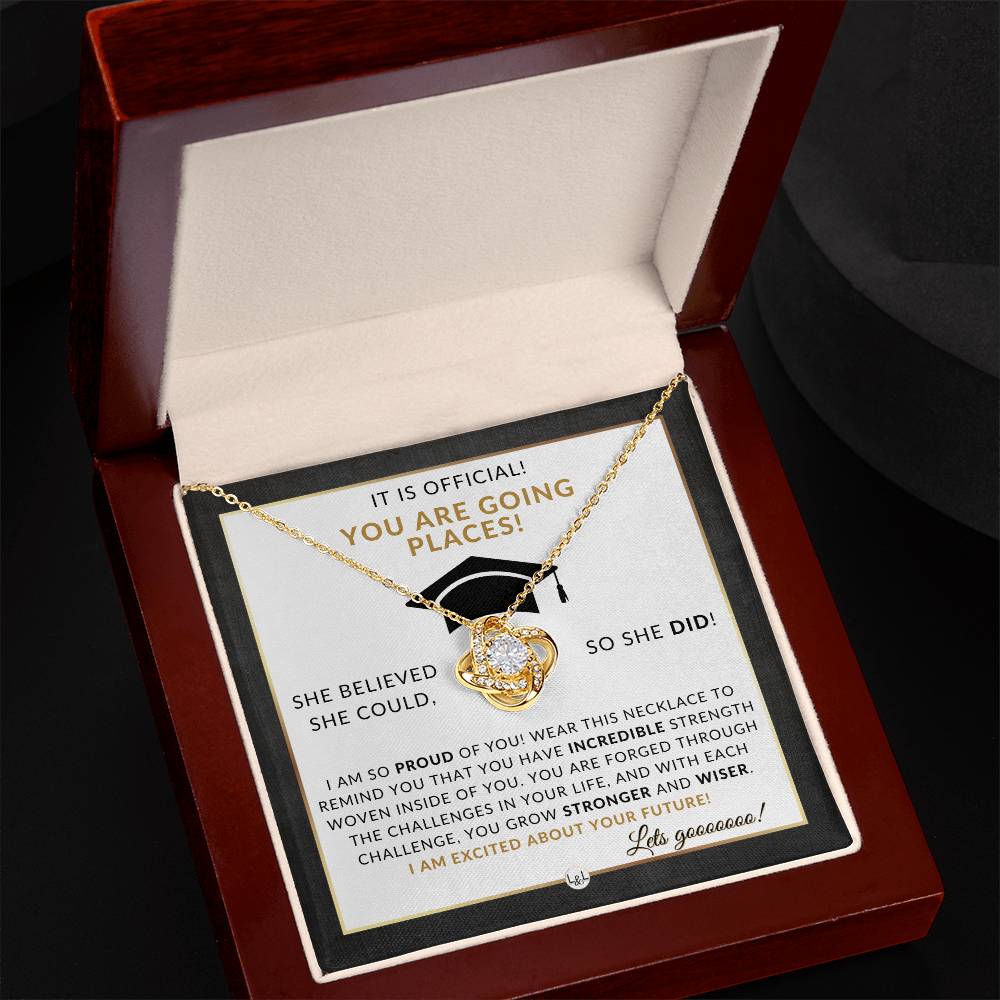 2025 Masters Degree Grad Gift For Her - Beautiful Women's Pendant + Sentimental Keepsake Graduation Message - Liliana and Liam