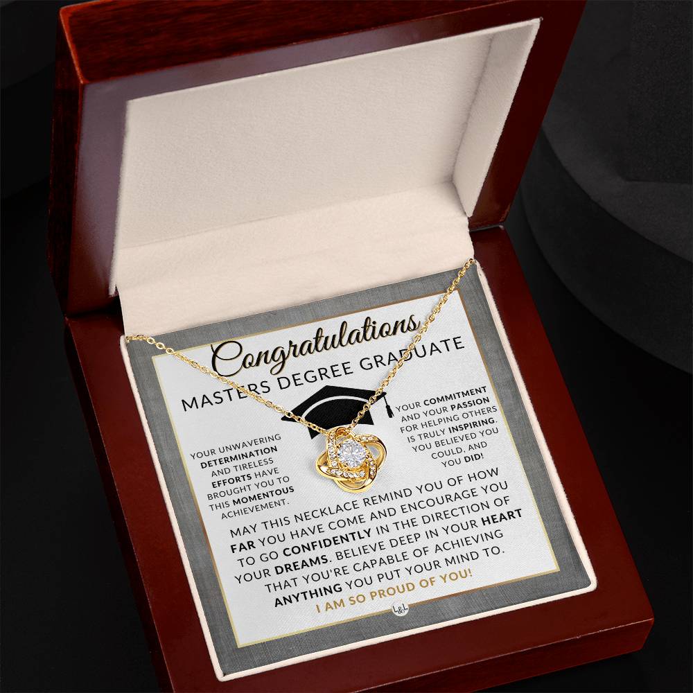 Master's Graduation - Elegant Knot Pendent Necklace - Gift For Graduate - Liliana and Liam