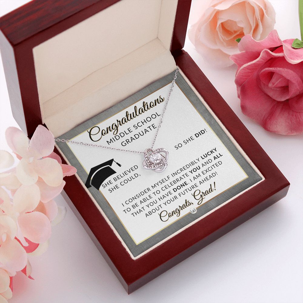 Middle School Graduation Gift For 8th Grade Girl - Meaningful Milestone Necklace - 2024 Graduation Gift For Her - Liliana and Liam