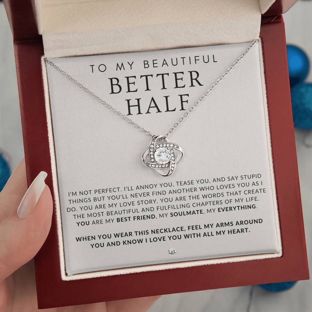 Sentimental Gift For Her - My Better Half - Beautiful Women's Pendant + Heartfelt Message - Perfect Christmas Gift, Valentine's Day, Birthday or Anniversary Present