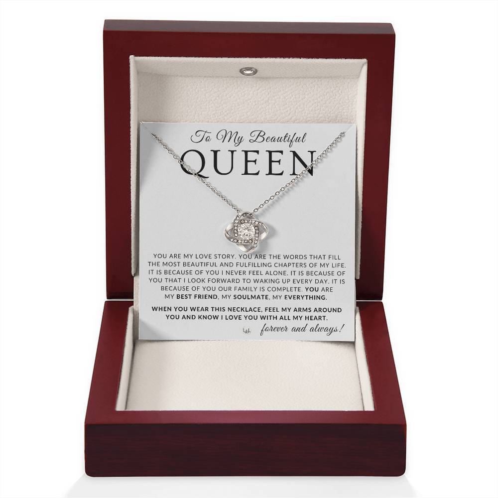 Thoughtful Gift For Her - My Queen - Beautiful Women's Pendant + Heartfelt Message - Perfect Christmas Gift, Valentine's Day, Birthday or Anniversary Present