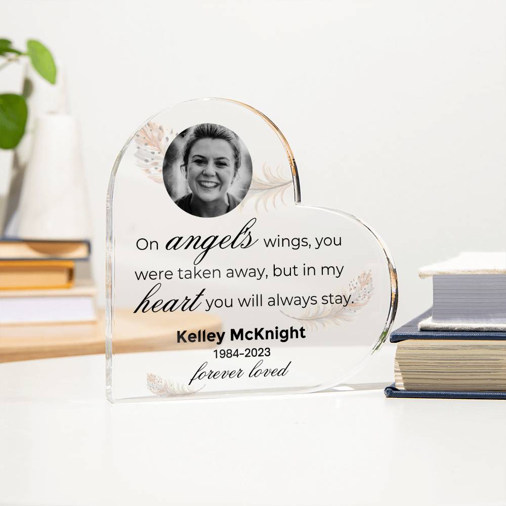 Memorial Keepsake Gift - On Angel's Wings - Custom Memorial, Bereavement & Sympathy Gifts