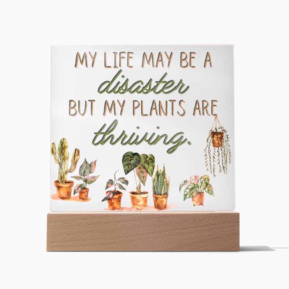 Plants Are Thriving - Funny Plant Acrylic with LED Nigh Light - Indoor Home Garden Decor - Birthday or Christmas Gift For Horticulturists, Gardner, or Plant Lover - Liliana and Liam