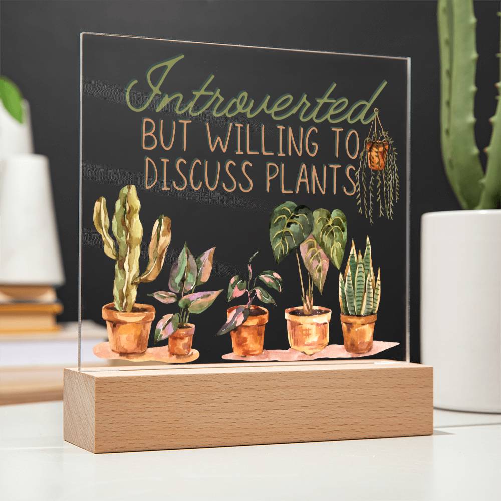 Introvertd - Funny Plant Acrylic with LED Nigh Light - Indoor Home Garden Decor - Birthday or Christmas Gift For Horticulturists, Gardner, or Plant Lover - Liliana and Liam