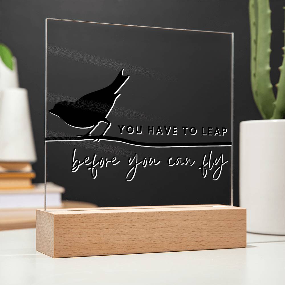 You Have To Leap - Motivational Acrylic with LED Nigh Light - Inspirational New Home Decor - Encouragement, Birthday or Christmas Gift - Liliana and Liam