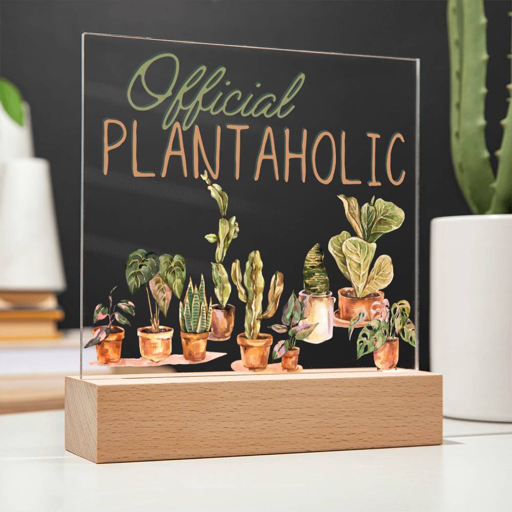 Plantaholic - Funny Plant Acrylic with LED Nigh Light - Indoor Home Garden Decor - Birthday or Christmas Gift For Horticulturists, Gardner, or Plant Lover - Liliana and Liam