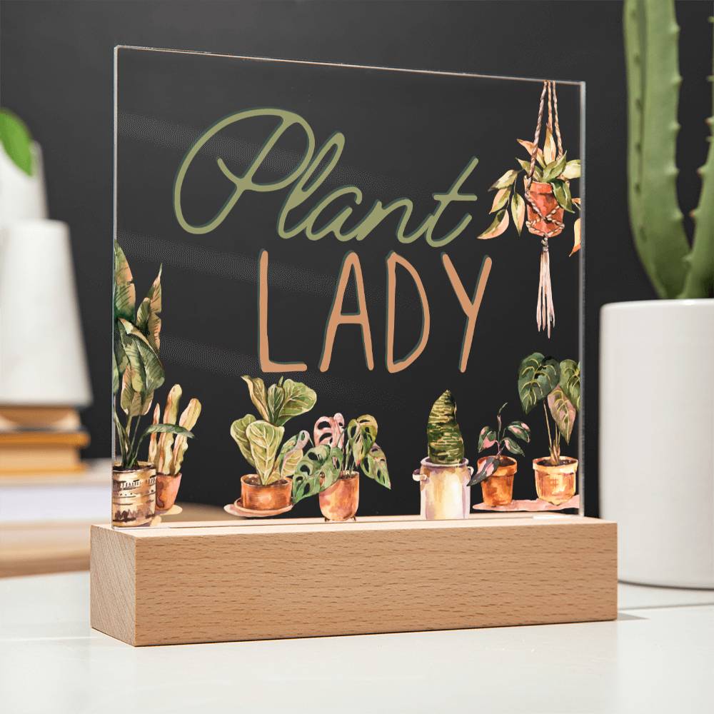 Plant Lady - Funny Plant Acrylic with LED Nigh Light - Indoor Home Garden Decor - Birthday or Christmas Gift For Horticulturists, Gardner, or Plant Lover - Liliana and Liam