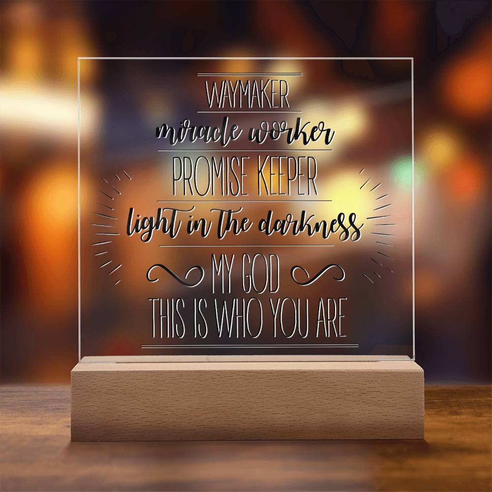 Way Maker, Promise Keeper - Inspirational Acrylic Plaque with LED Nightlight Upgrade - Christian Home Decor - Liliana and Liam