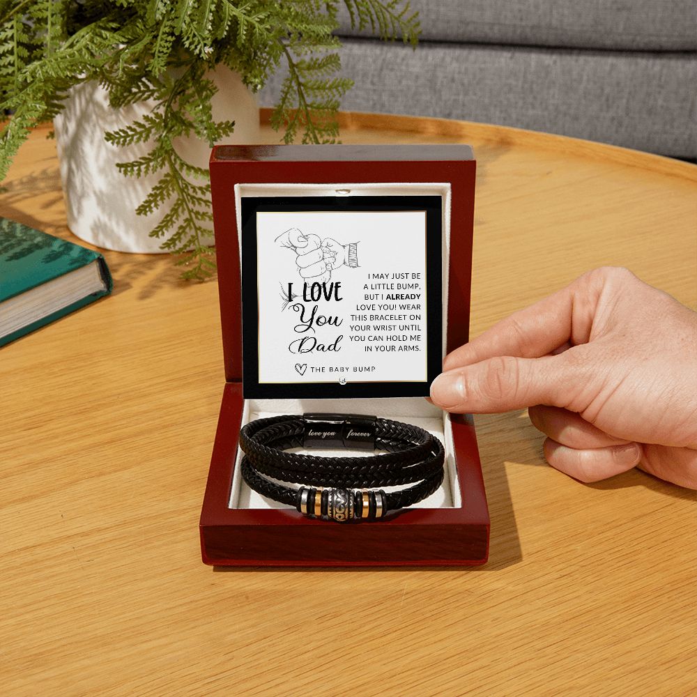 Soon - To - Be Dad Gift, From The Baby Bump - Men's Leather Bracelet For Dad - Great For Christmas, Father's Day or His Birthday - Liliana and Liam