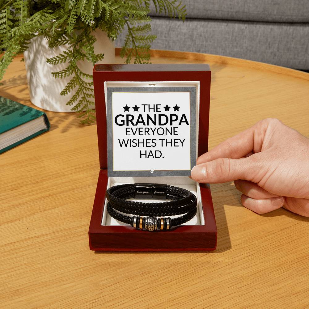 Gift For The Grandpa Everyone Wishes They Had - Men's Braided Leather Bracelet - Great As A Christmas Gift or A Birthday Present For Him - Liliana and Liam