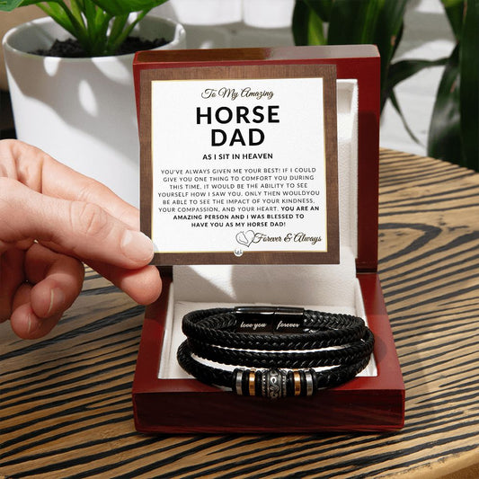 You Gave Your Best - For Grieving Horse Dad - Horse Memorial Gift, Horse Loss Keepsake, Horse in Heaven - Condolence And Comfort Sympathy Gift - Men's Leather Bracelet For Horse Dad