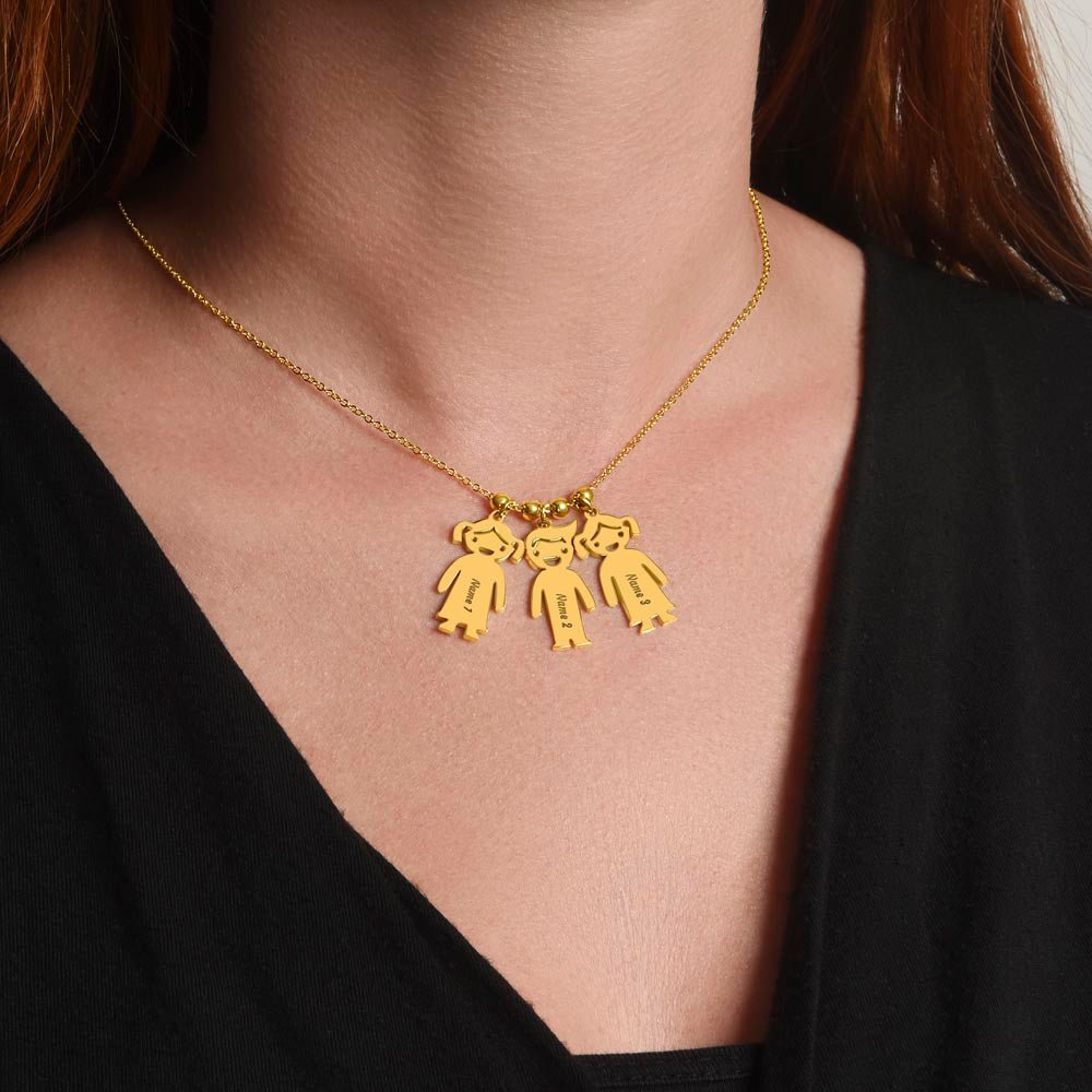 Engraved Kids Charm Necklace - Liliana and Liam