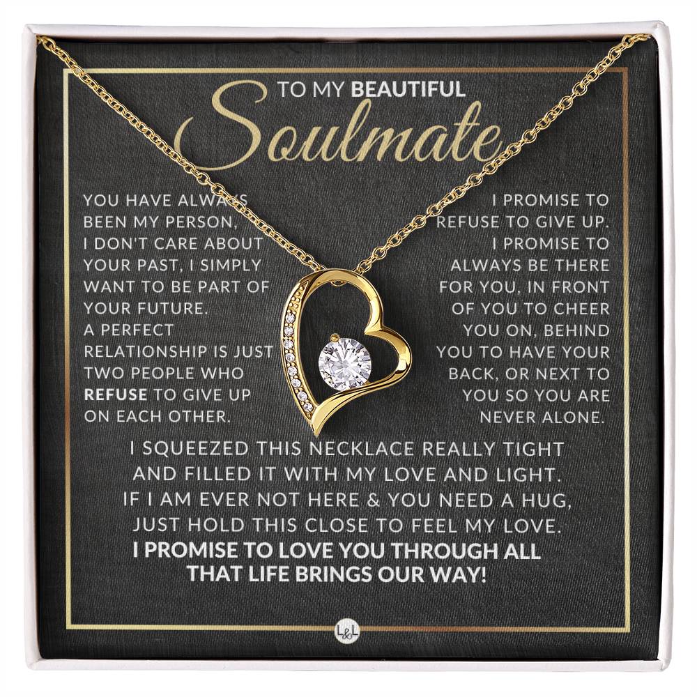 Heartfelt Gift For Soulmate - Open Heart Pendant Necklace - Sentimental and Romantic Christmas, Valentine's Day, Birthday or Anniversary Present
