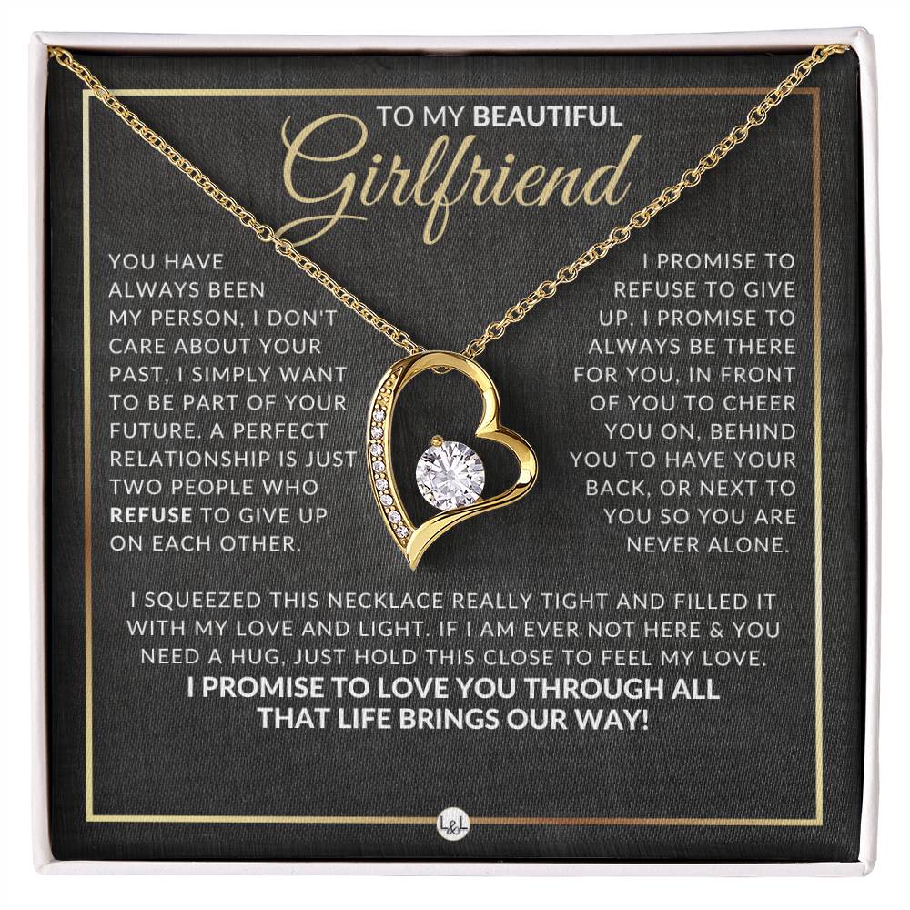 Heartfelt Gift for Girlfriend - Open Heart Pendant Necklace - Sentimental and Romantic Christmas, Valentine's Day, Birthday or Anniversary Present 18K