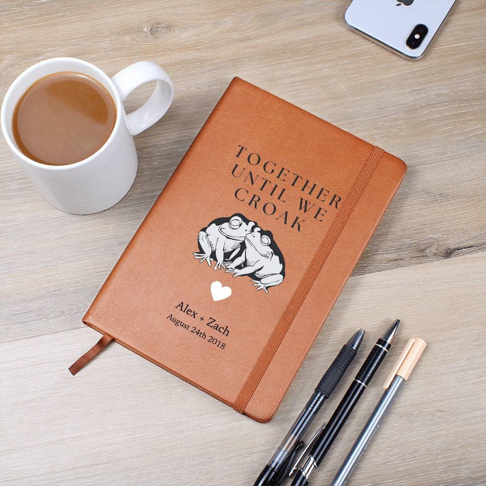 Together Until We Croak - Custom Leather Journal - Couples Notebook - Liliana and Liam