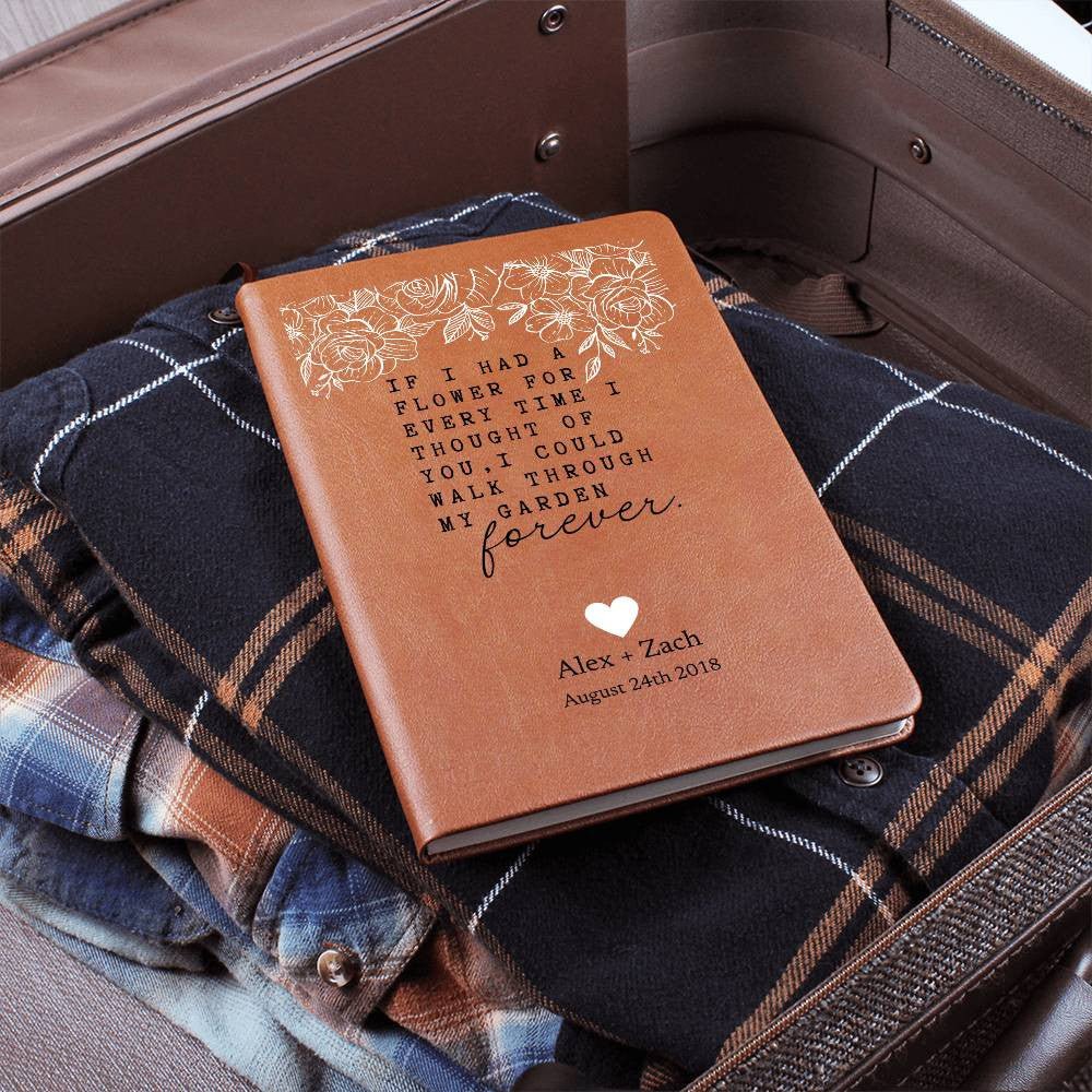 Every Time I Thought Of You - Custom Leather Journal - Love Notebook - Liliana and Liam