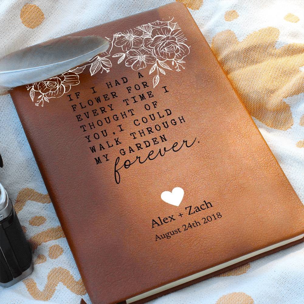 Every Time I Thought Of You - Custom Leather Journal - Love Notebook - Liliana and Liam