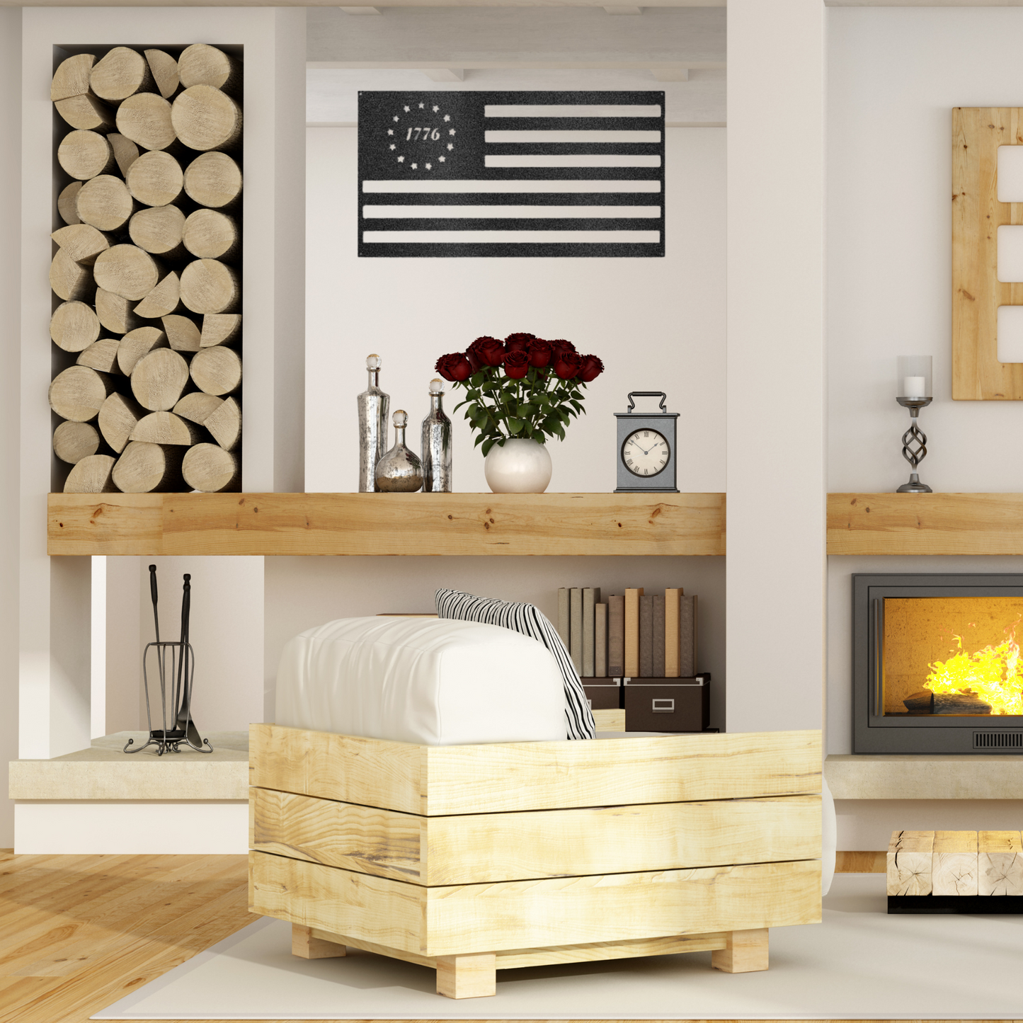 1776 Flag - Custom Metal Sign- USA, Patriotic Sign, 4th of July Wreath