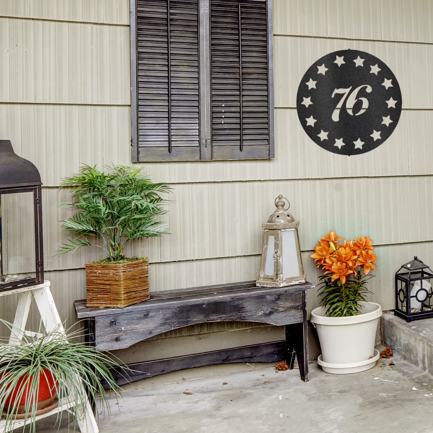 Old School 76 - Custom Metal Sign- USA, Patriotic Sign, 4th of July Wreath