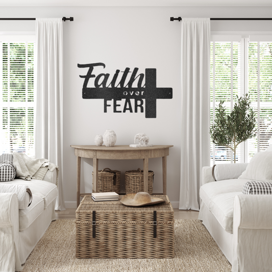 Faith Over Fear - Custom Metal Sign - Christian Metal Wall Art, Christian Artwork
