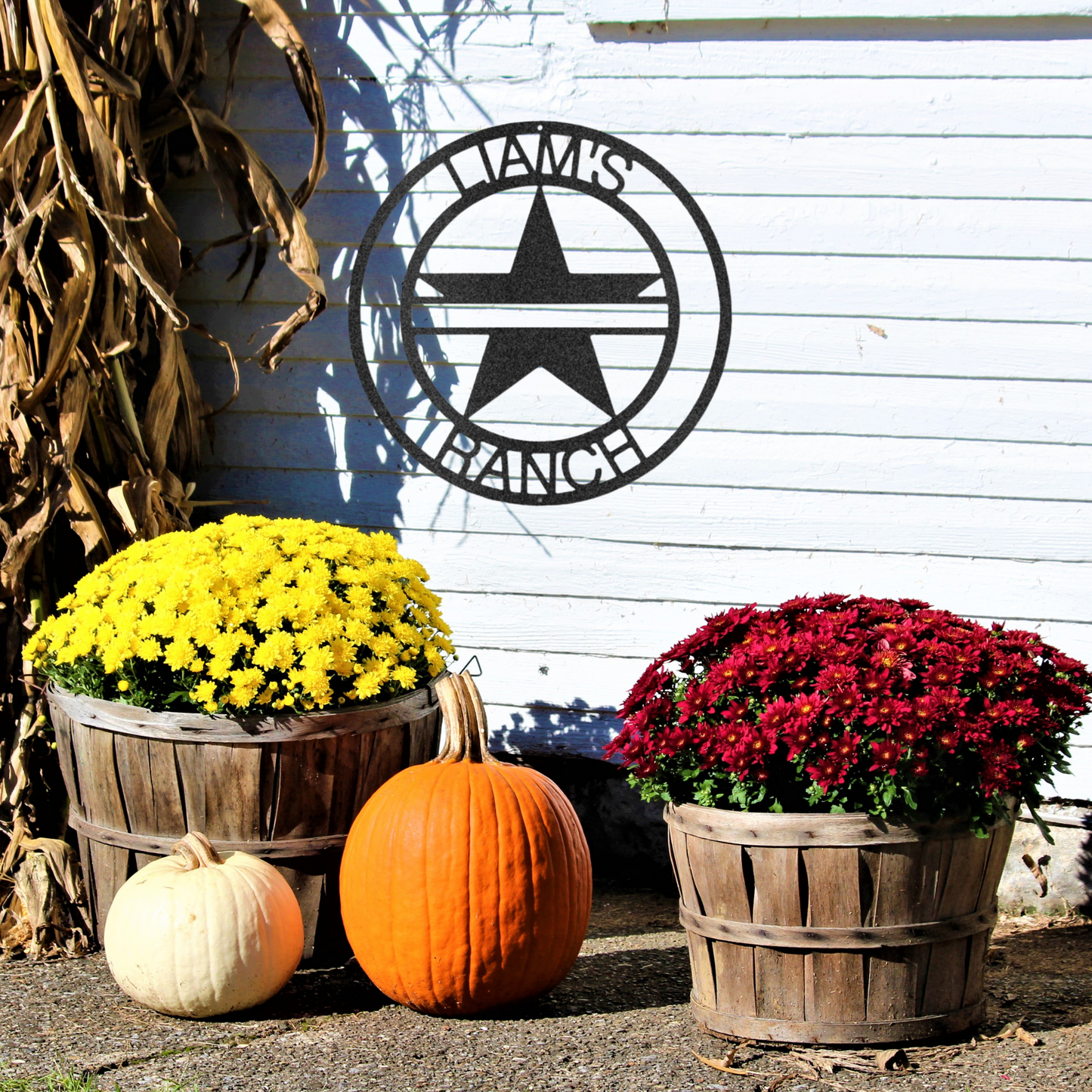 Star Sign with Center Banner - Custom Laser Cut Large Metal Wall Art - Star Wall Decor, Texas Star, Patriotic Sign, 4th of July Wreath
