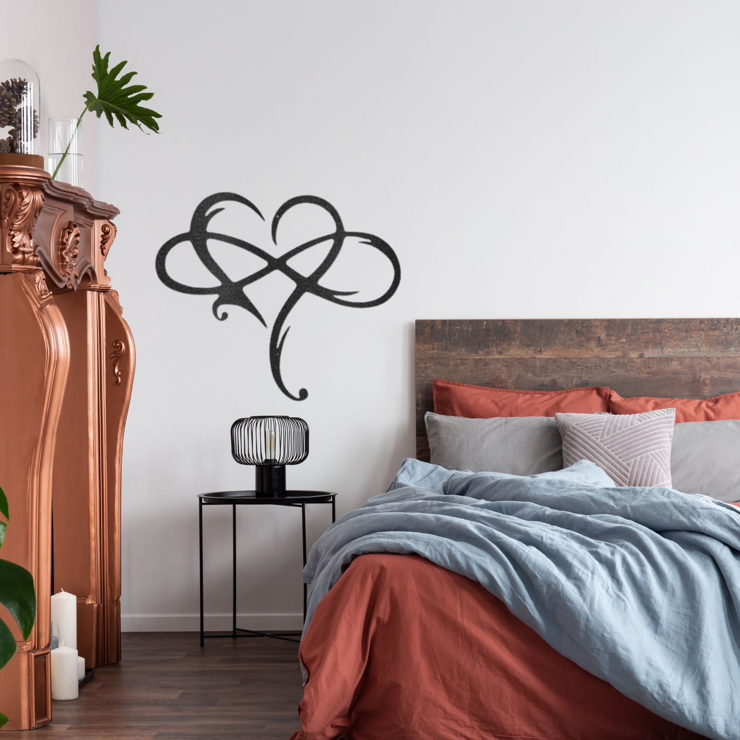 Forever Love - Infinity Sign and Heart - Custom Metal Sign - 11th Anniversary Gift