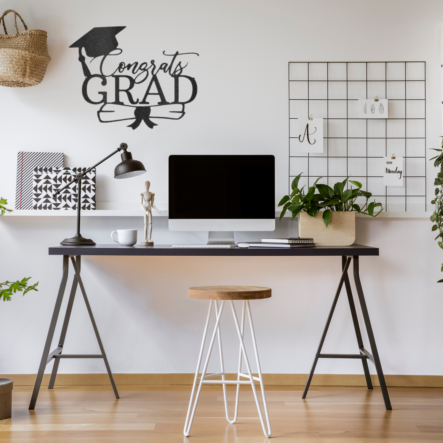 Congrats Grad Cap - Custom Laser Cut Metal Sign - Graduation Gift, Graduation Decorations