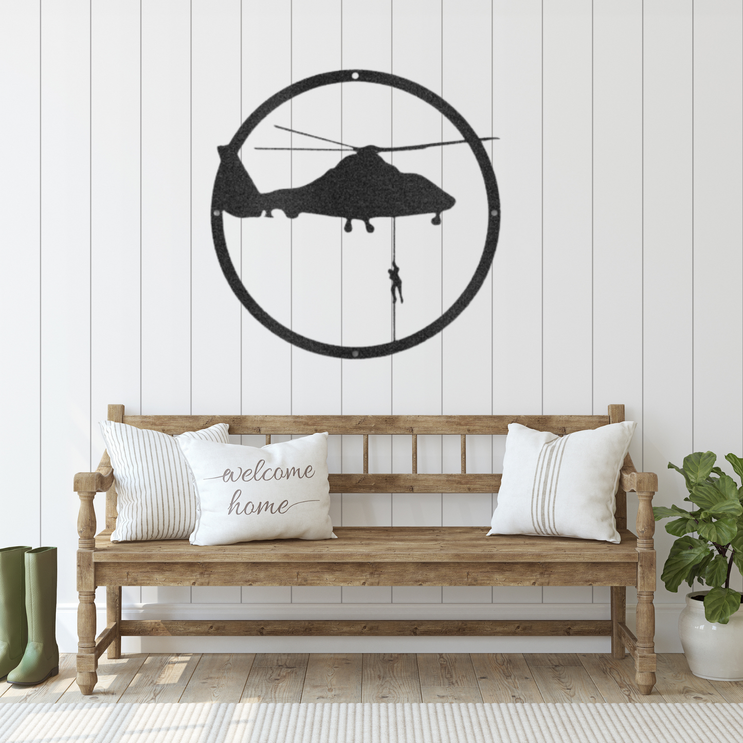 Air Assault Helicopter - Custom Metal Sign - Patriotic Sign, 4th of July Wreath