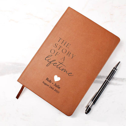 Personalized Leather Journal - The Story Of A Lifetime - Custom Leather Notebook For The One You Love - Wedding or Anniversary Gift - Love Letters, Memory Book