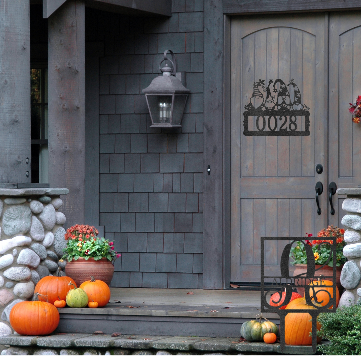 Gnome Address Sign - House Number Sign, Address numbers, Gnome Address Plaque, Metal Address Sign