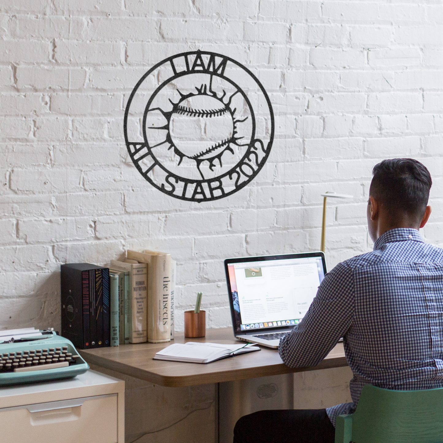 Ball Through Wall - Custom Metal Baseball Sign - Playroom Sign, Gift for Baseball Player