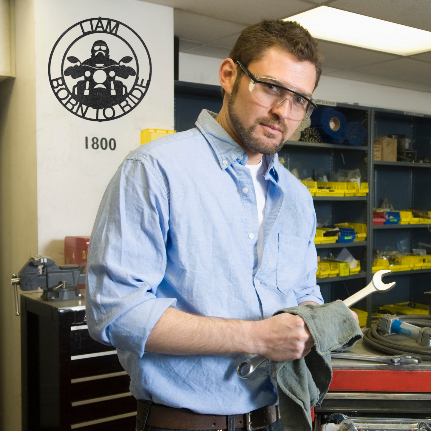 Motorcycle Sign - Laser Cut Metal Sign - Rider with Stash