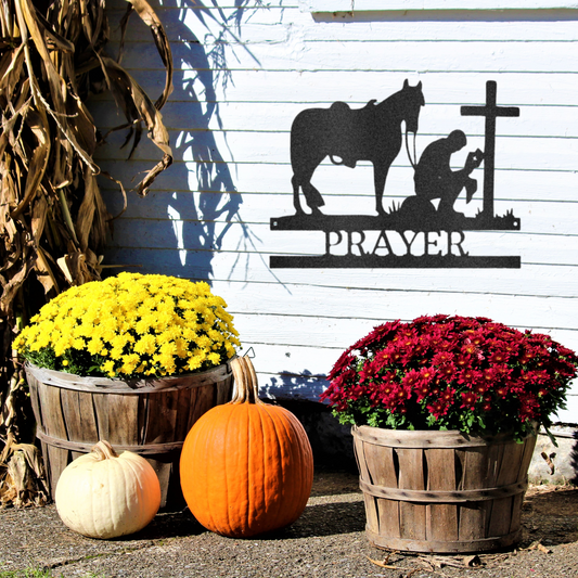 Kneeling Cowboy - Custom Metal Sign - In Loving Memory, Until We Meet Again, Cowboy Memorial Gift, Cowboy Remembrance