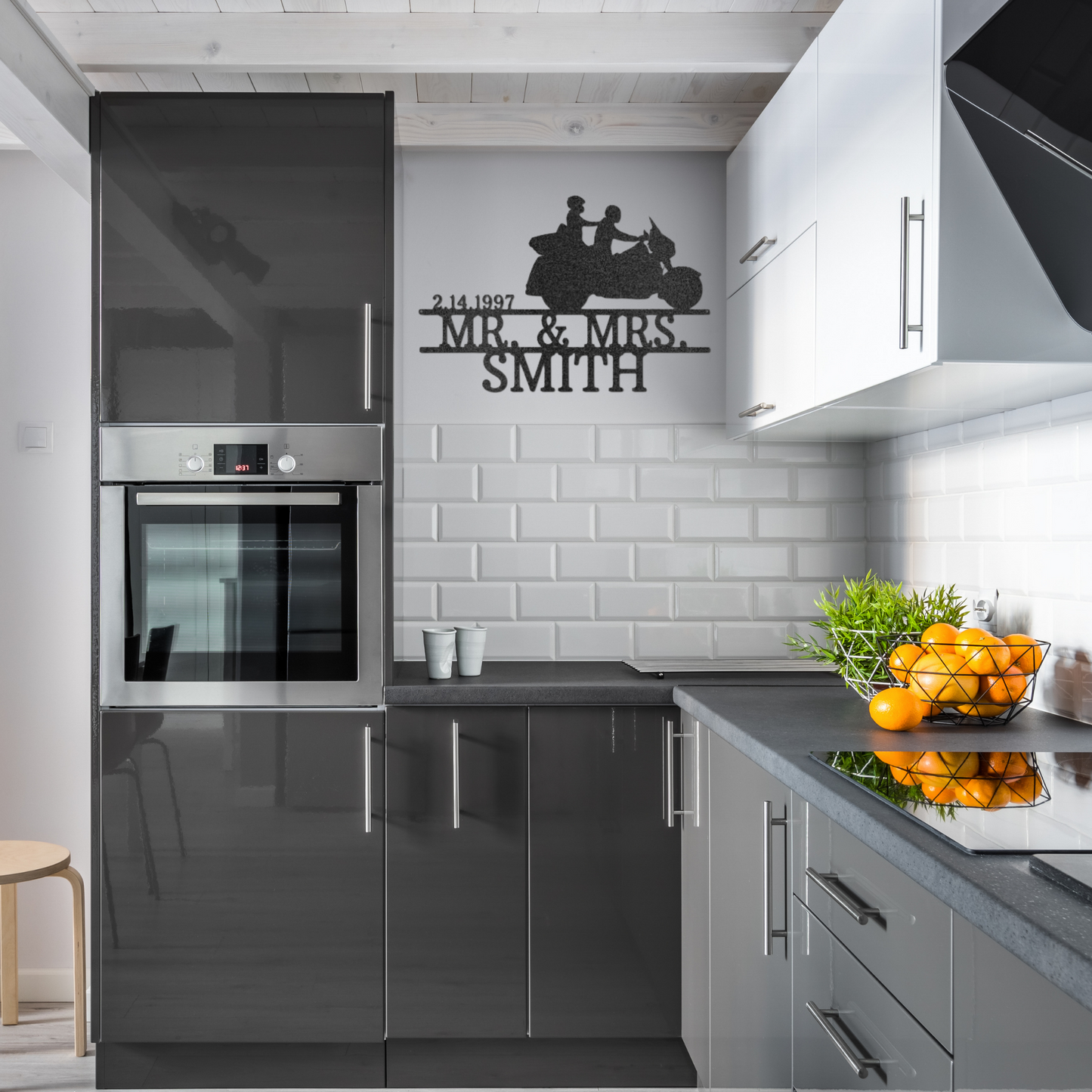 Motorcycle Sign - Laser Cut Metal Sign - Cruising Couple