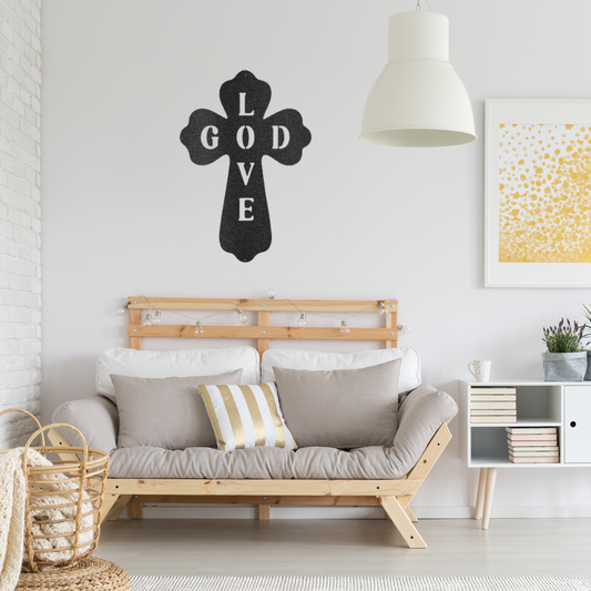 Gods Love Cross - Custom Metal Sign - Christian Metal Wall Art, Christian Artwork