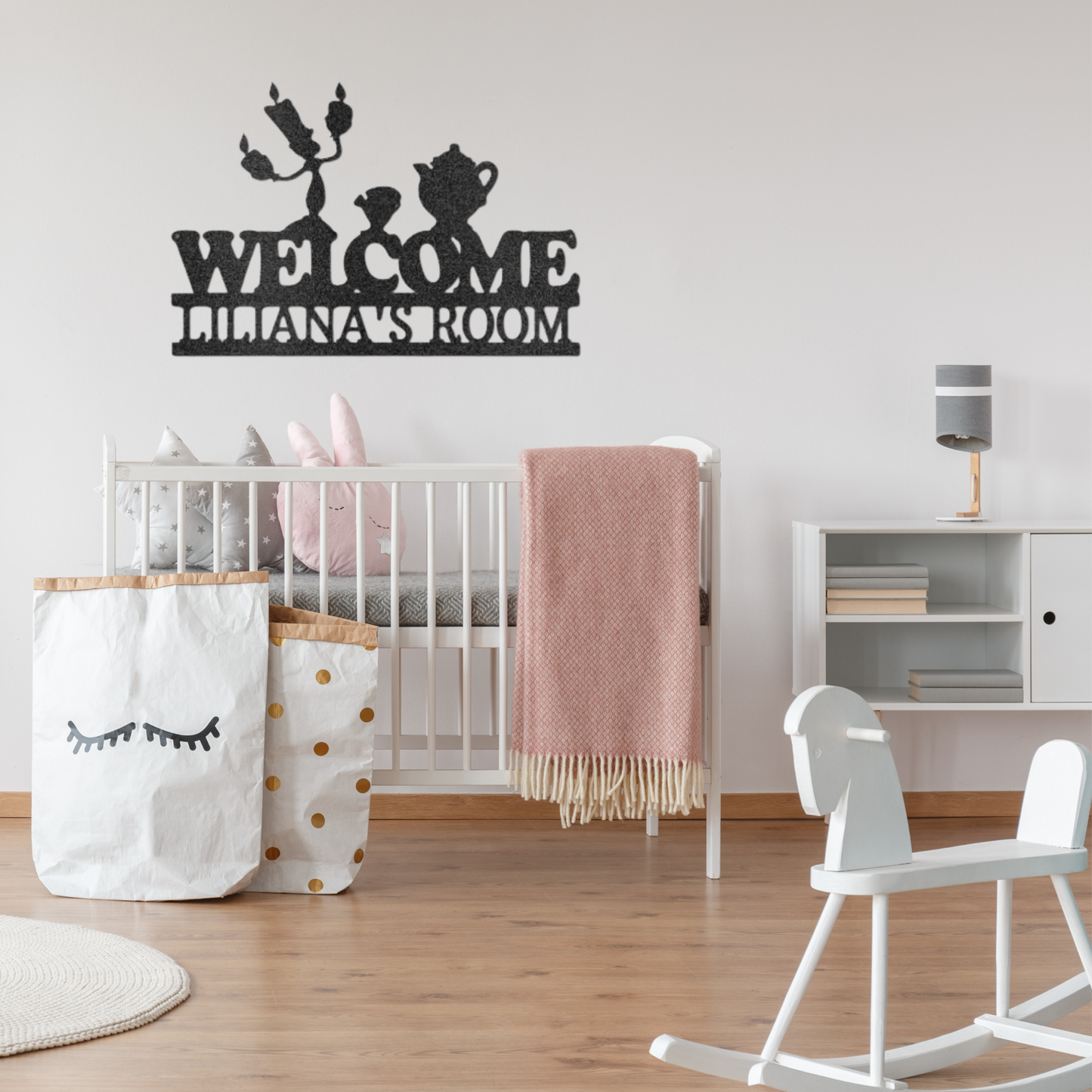 Candlestick and Teacup - Custom Metal Wall Art, Kids Room Decor, Nursery Decor,