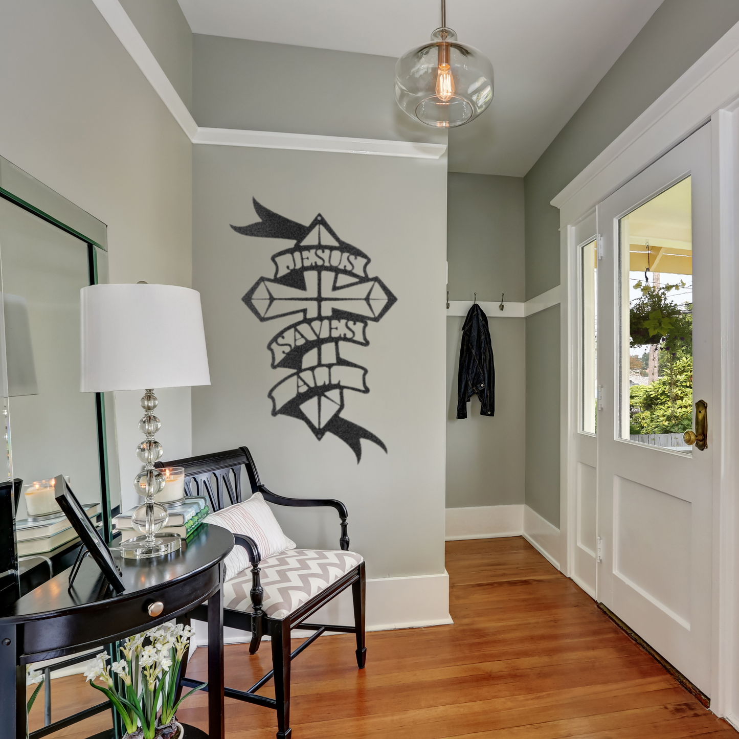 Jesus Saves All Cross - Custom Metal Sign - Christian Metal Wall Art, Christian Artwork