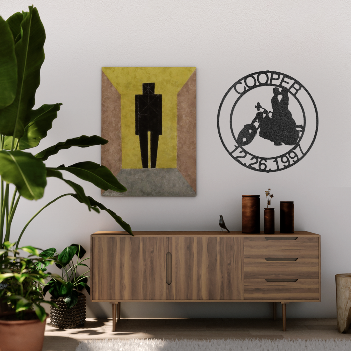 Motorcycle Sign - Laser Cut Metal Sign - Classic Biker Couple