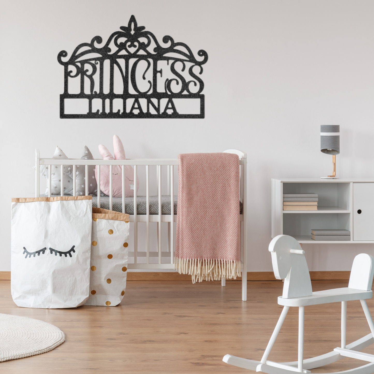 Princess Crown Metal Wall Art - Custom Princess Decor, Kids Door Sign, Princess Room Decor, Nursery Decor