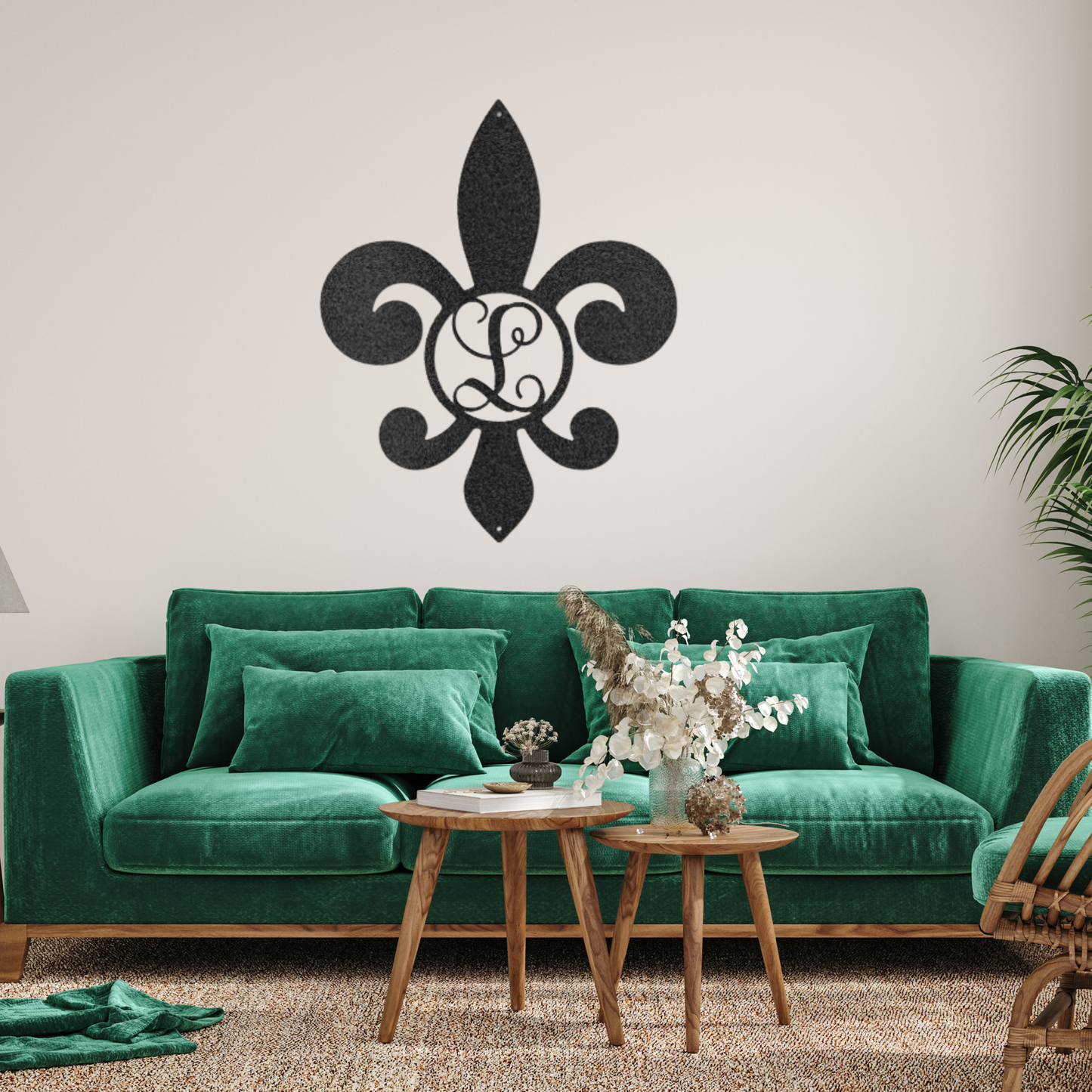 Fleur De Lis Initial - Metal Sign, Family Name Sign, Initial Wall Decor, Front Porch Name Sign