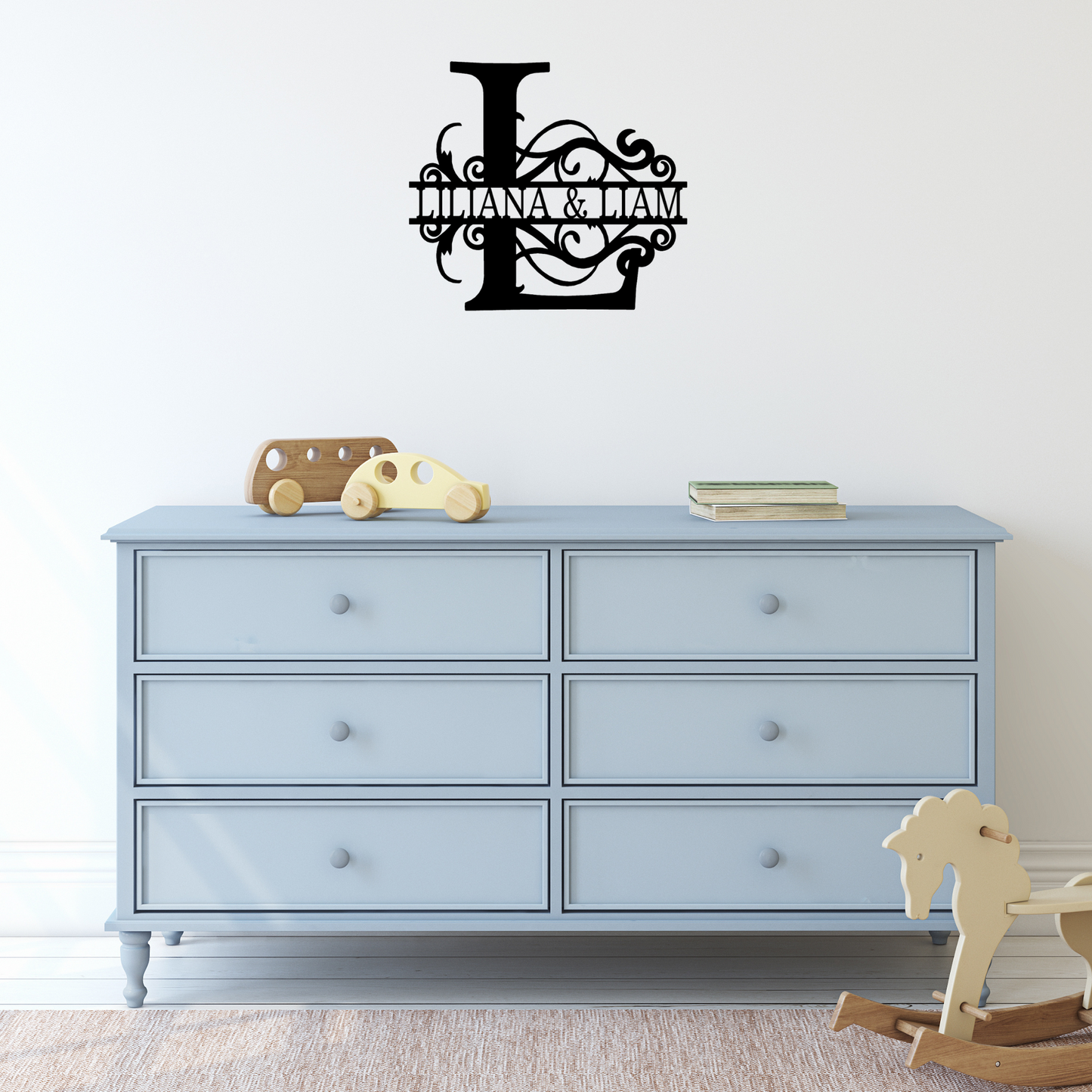 Metal Initial Sign: Bold Split Initial Letter - Metal Sign, Family Name Sign, Initial Wall Décor, Year Long Front Porch Name Sign