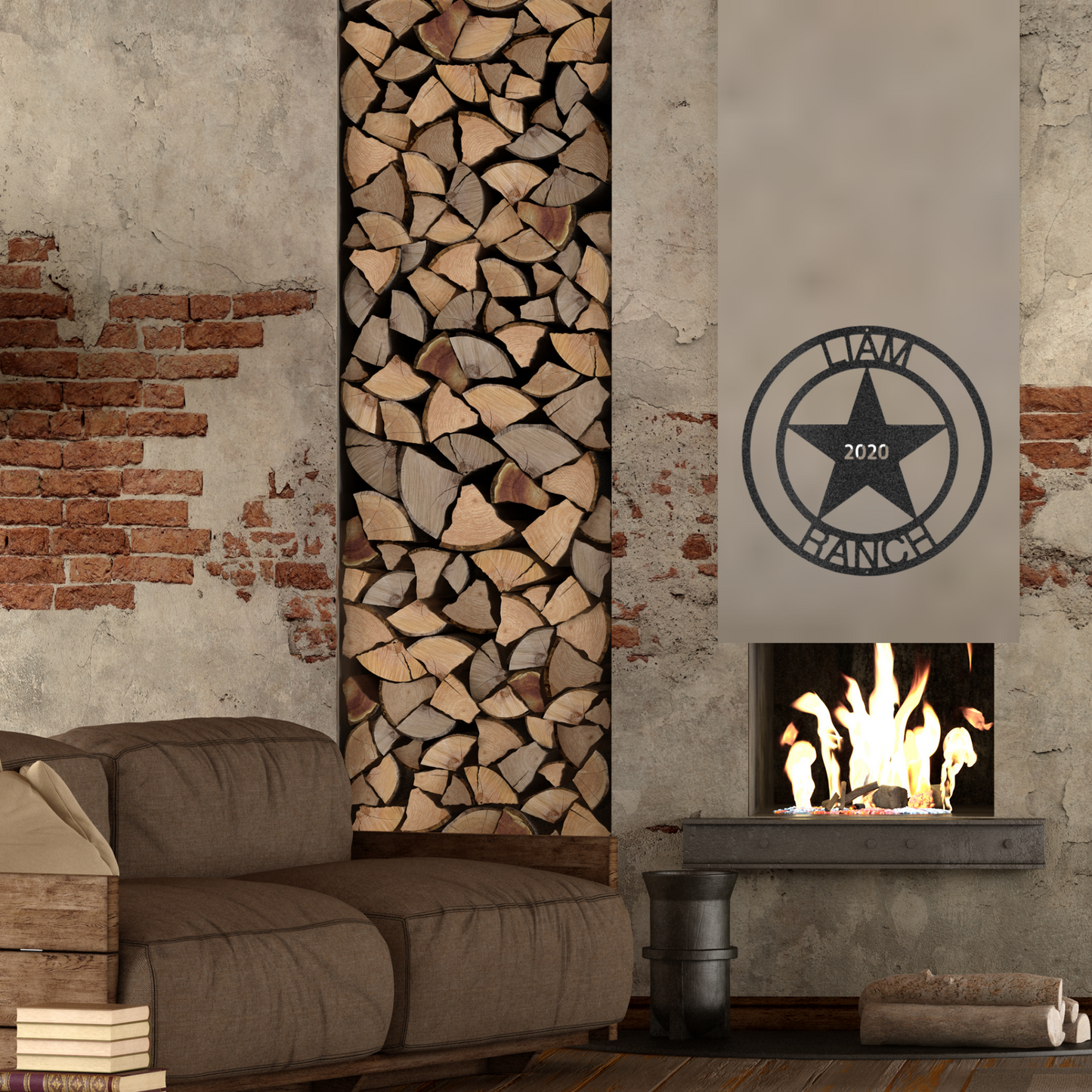 Star Sign with Center Text - Custom Laser Cut Large Metal Wall Art - Star Wall Decor, Texas Star, Ranch Sign, Patriotic Sign, 4th of July Wreath