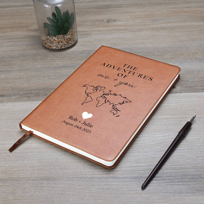 Personalized Leather Journal - Adventures of Me + You - Custom Leather Notebook For The One You Love - Wedding or Anniversary Gift - Love Letters, Memory Book