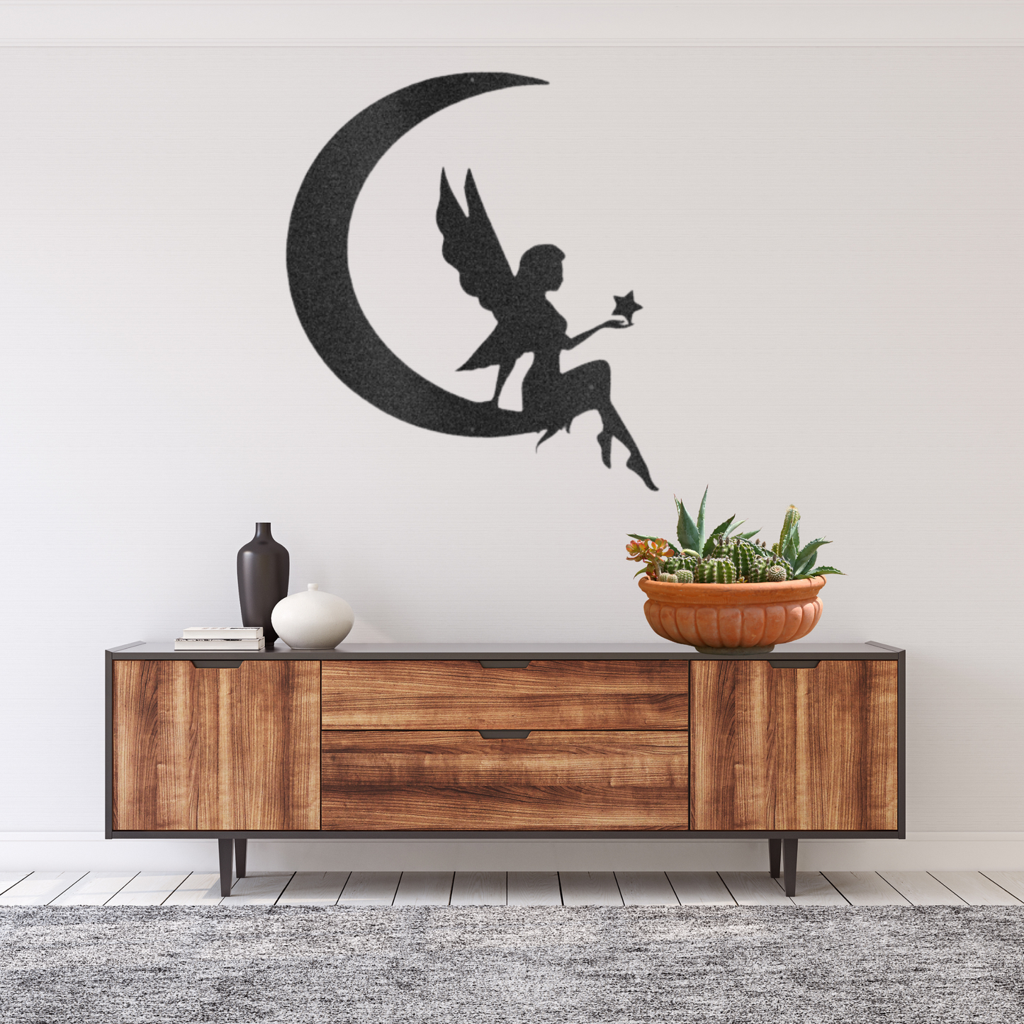 Simple Fairy Metal Wall Art - Custom Fairy Decor, Fairy Door Sign, Kids Room Decor, Nursery Decor, Fairy Wings