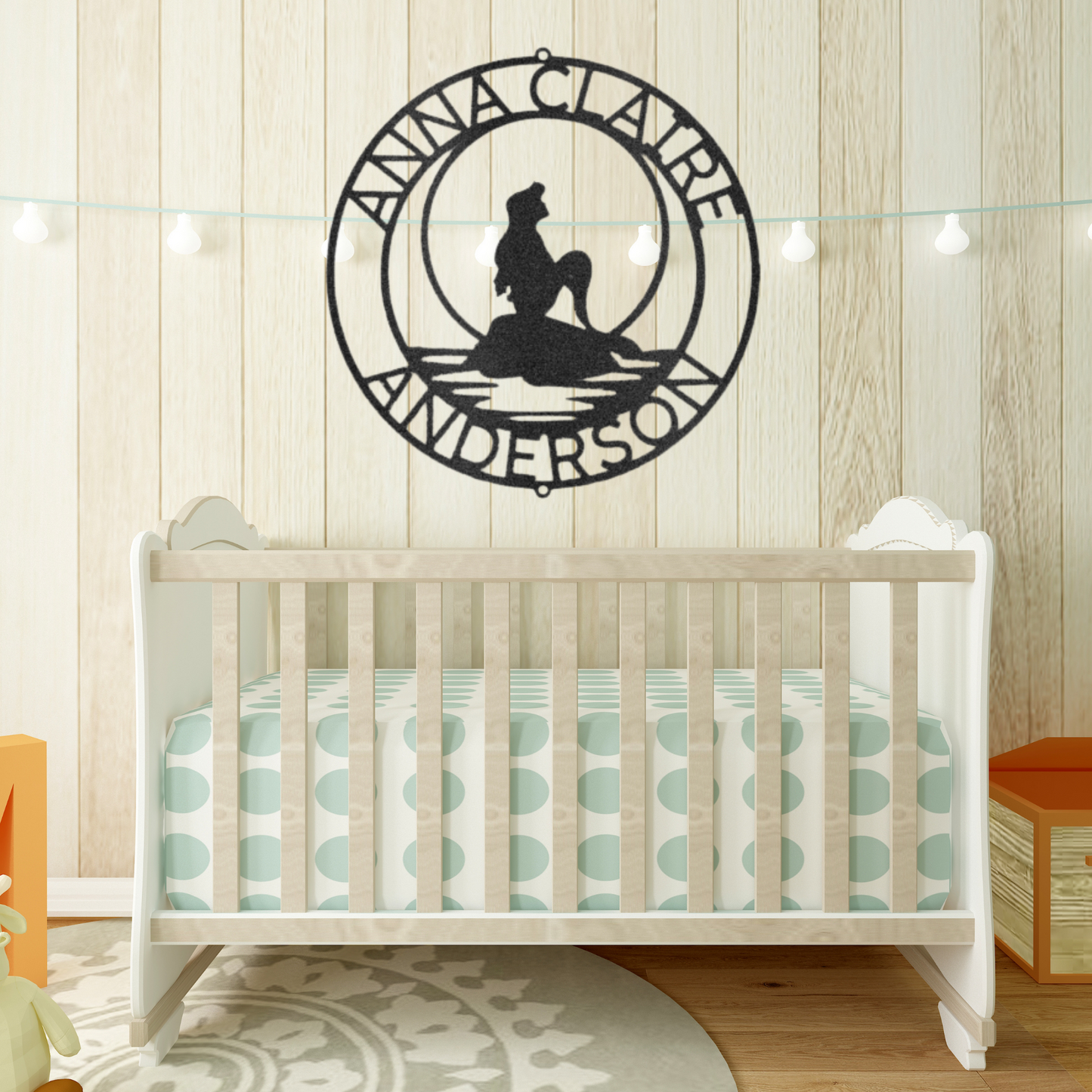 Mermaid Laser Cut Metal Sign - Custom Mermaid Decor, Kids Door Sign, Mermaid Room Decor, Nursery Decor