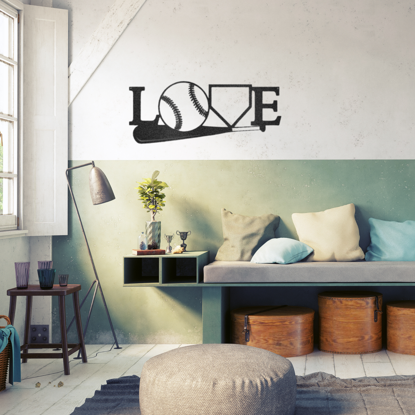 For The Love Of Baseball - Custom Metal Baseball Sign - Playroom Sign, Gift for Baseball Player