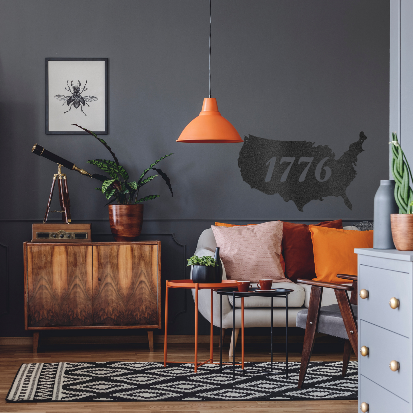 America, 1776 - Custom Metal Sign- USA, Patriotic Sign, 4th of July Wreath